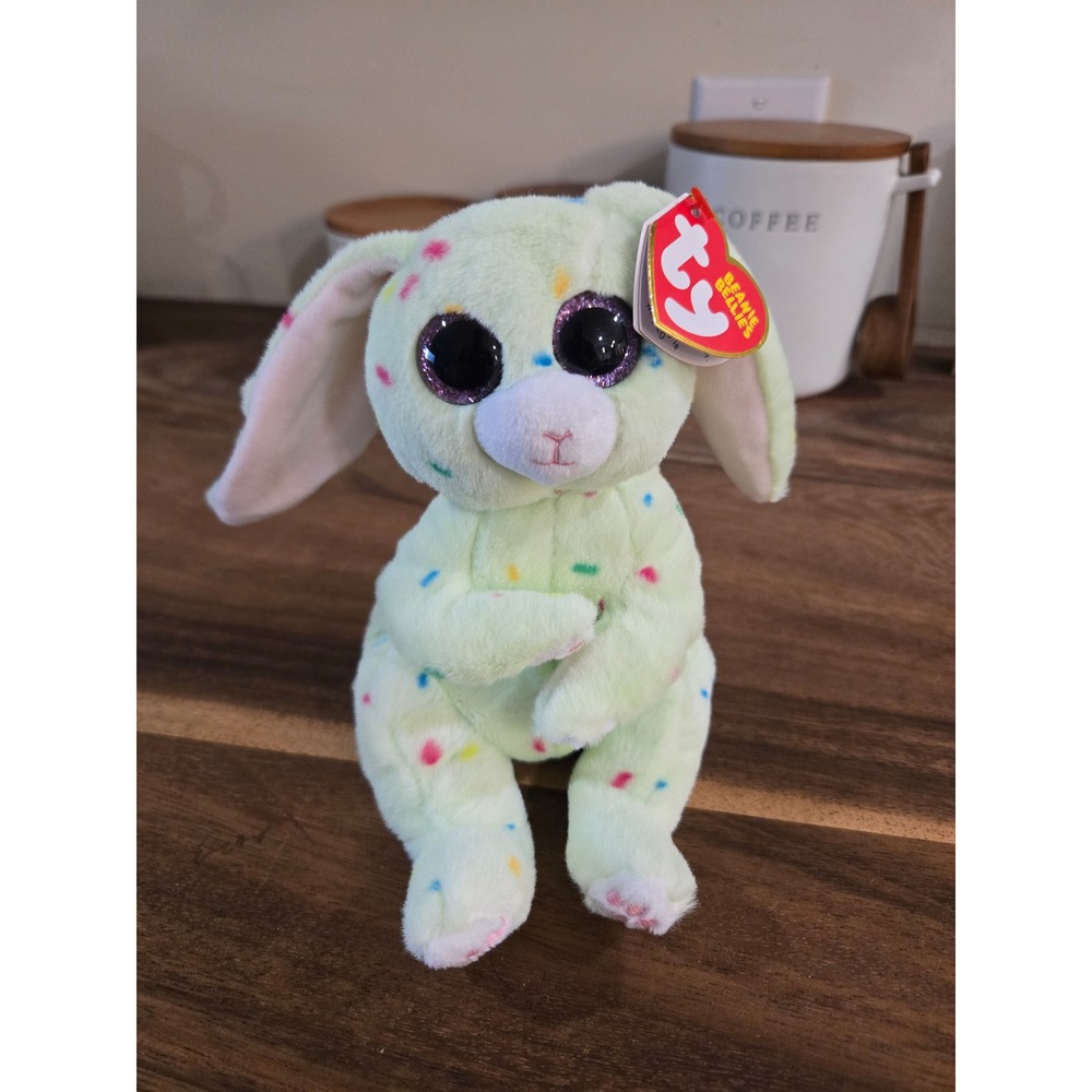 Ty Beanie Bellies Fern Mint Green Confetti Bunny Rabbit Plush 40562 NEW